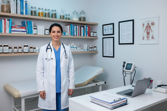 Naturopathic Doctor in her office 