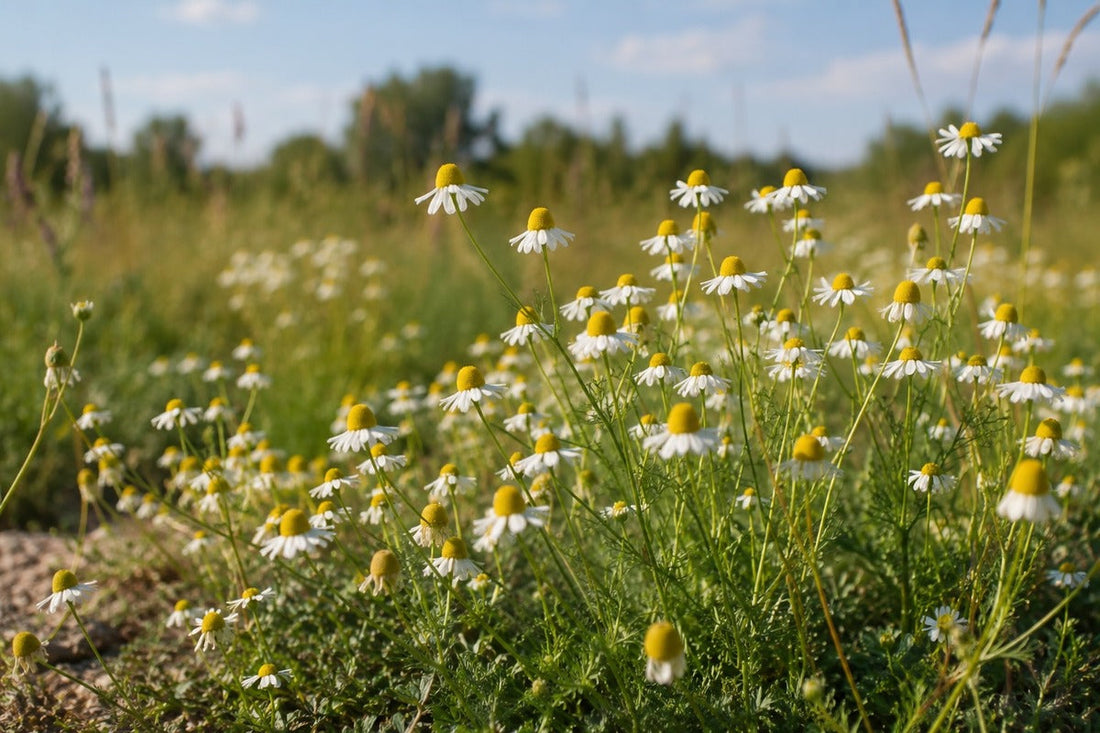 chamomile growing in a field
